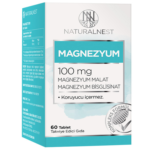 Naturalnest Magnesium 100 мг 60 таблеток Малат магния и бисглицинат магния