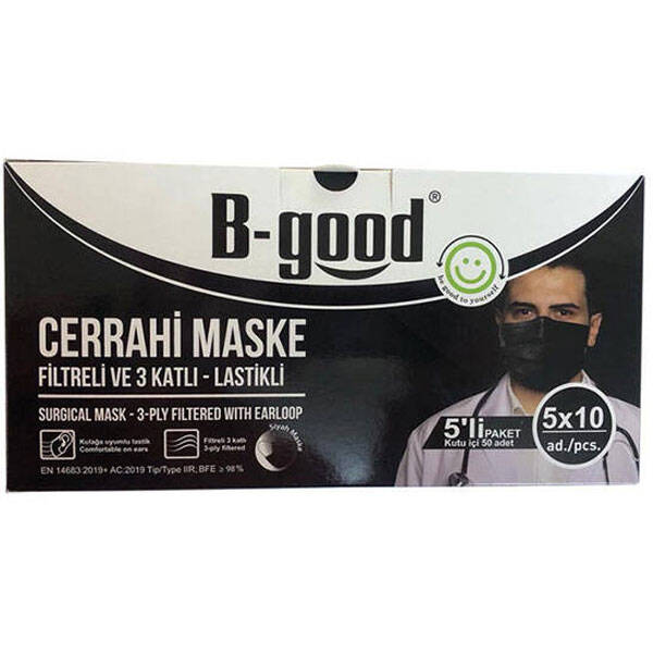 B Good Хирургическая маска 5 Li 50 шт. черная маска