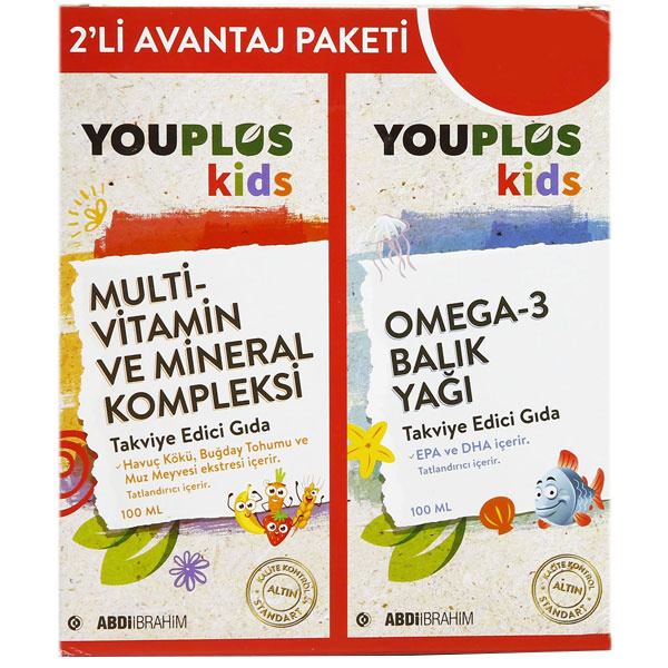 Youplus Kids Multivitamin 100 ml Omega 3 Şurup 100 ml 2'li Set