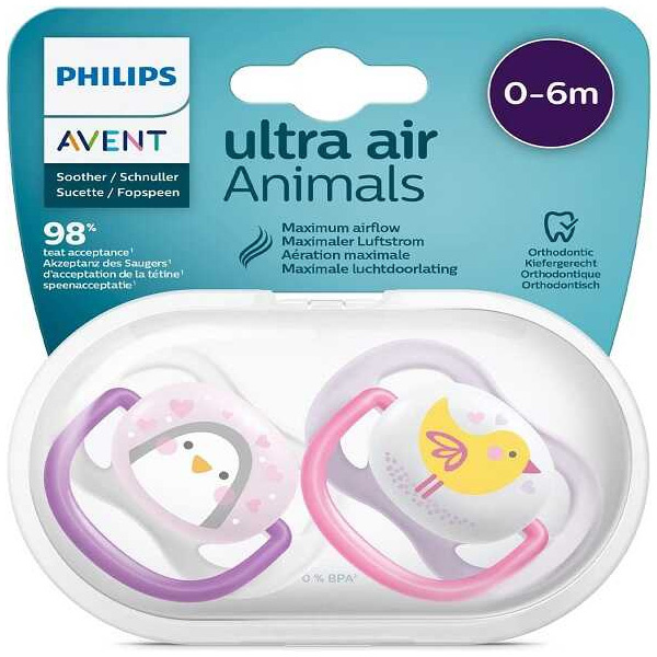 Avent Ultra Air Pacifier Animal Patterned 0-6 месяцев