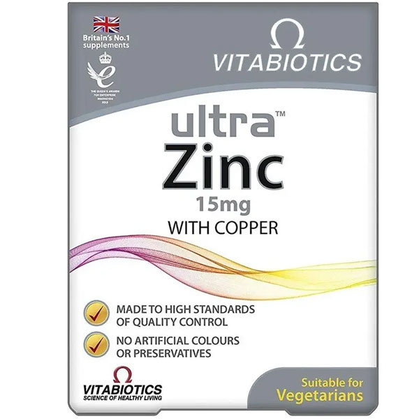 Vitabiotics Ultra Zinc 15 мг с медью 60 таблеток Добавка цинка