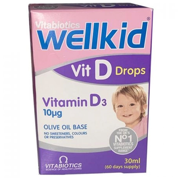 Vitabiotics Wellkid Vit D Drops Vitamin D3 30 ML Дополнительное питание, содержащее витамин D
