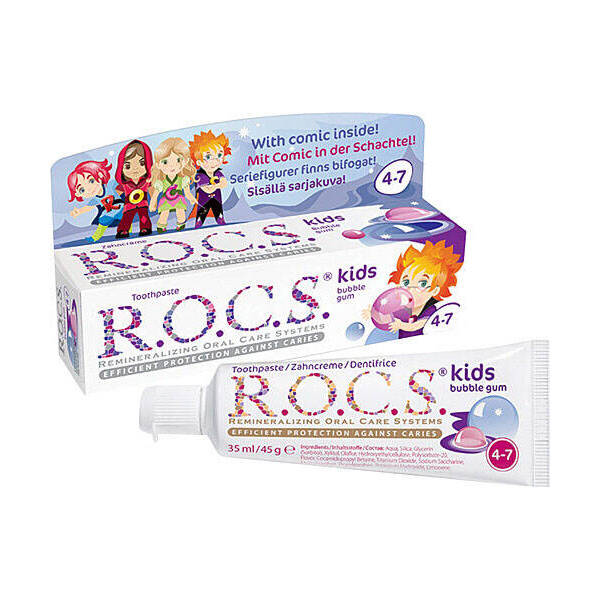 Rocs Kids 4-7 лет Зубная паста со вкусом жевательной резинки 35 МЛ