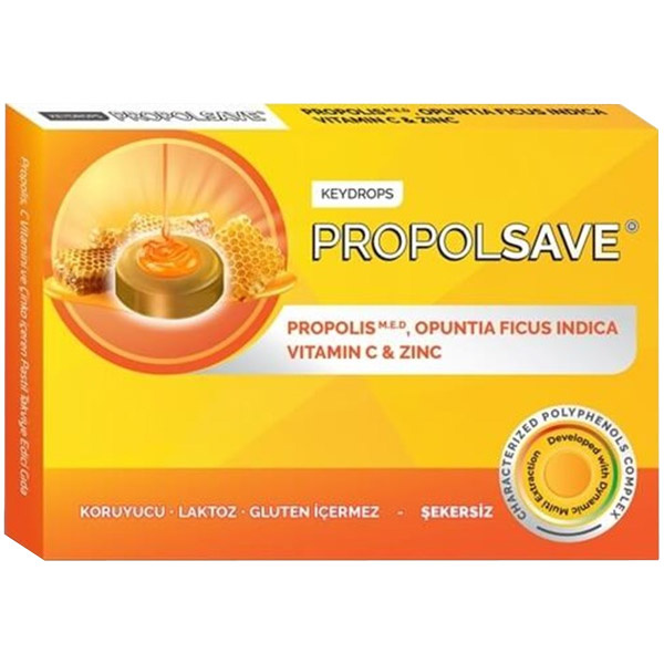 Keydrops Propols and Propolis Supplementary Food Containing Vitamin C and Zinc 12 Lozenges