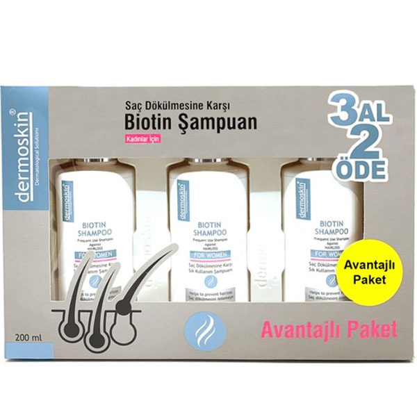 Dermoskin Biotin Shampoo For Women 200 ML Buy 3 Get 2 Pay Women Special Anti-Shedding Shampoo