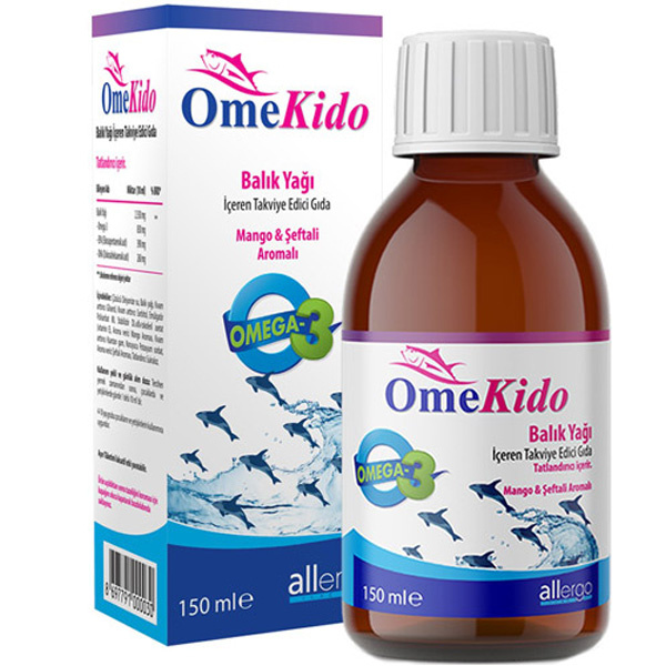 Allergo OmeKido Omega 3 Fish Oil 150 мл со вкусом персика и манго