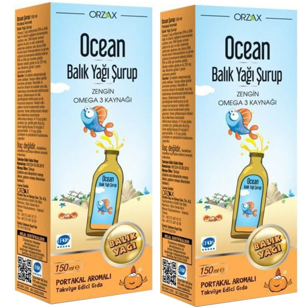 Orzax Ocean Omega 3 Orange Fish Oil Syrup 150 ML - Вторая скидка 50%
