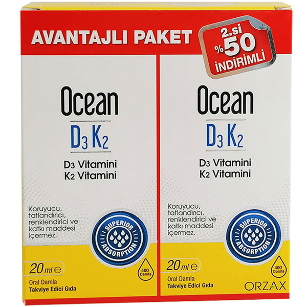 Orzax Ocean D3K2 Drops 20 ML 2 Pack