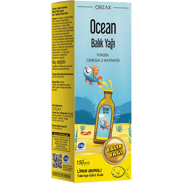 Orzax Ocean Omega 3 Fish Oil Syrup 150 ML со вкусом лимона