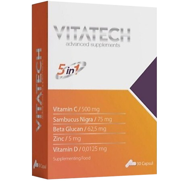Vitatech 5in1 Витамин C Черная бузина Бета глюкан Цинк Витамин D 30 капсул