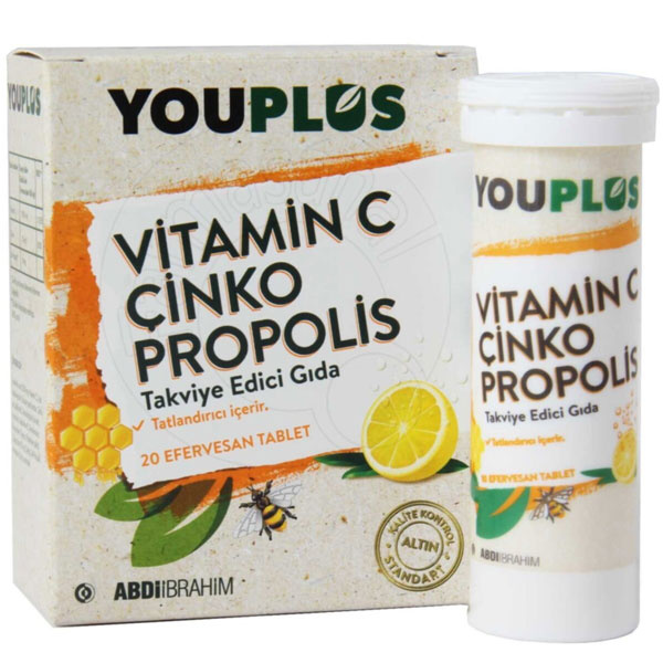 Youplus Витамин C Цинк Прополис 20 шипучих таблеток
