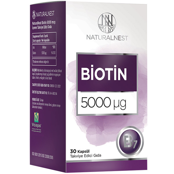 Naturalnest Biotin 5000 Ug 30 капсул Пищевая добавка, содержащая биотин
