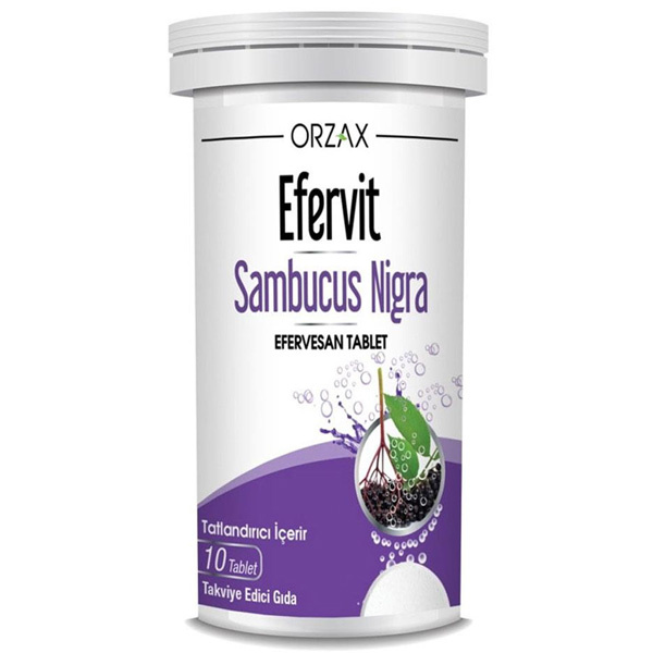 Orzax Efervit Sambucus Nigra Effervescent 10 таблеток Экстракт черной бузины и добавка витамина С