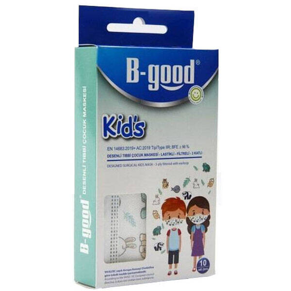 B Good Filtered 3 Ply Medical Pattern Kids Mask 10 Pcs