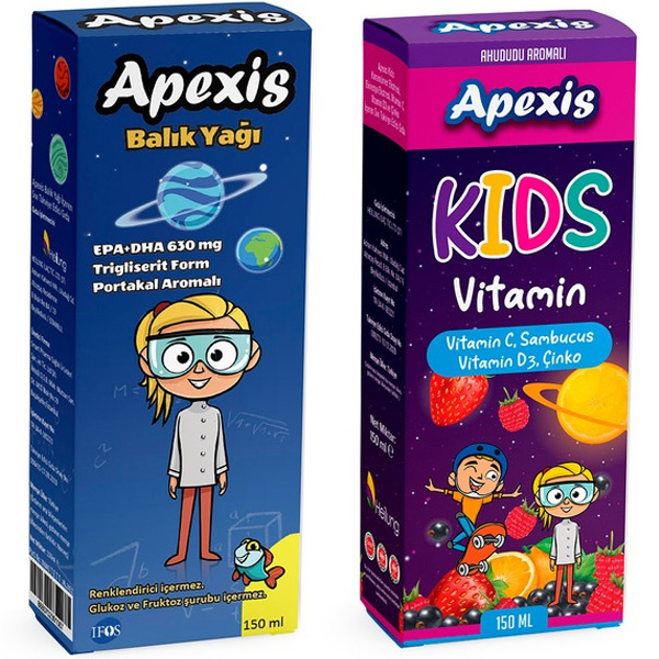 Apexis Kids Витаминный сироп 150 ML + сироп рыбьего жира 150 ML