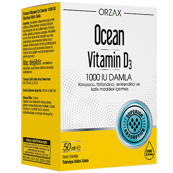 Orzax Ocean Vitamin D3 Drops 1000 IU 50 ML Дополнение к витамину D
