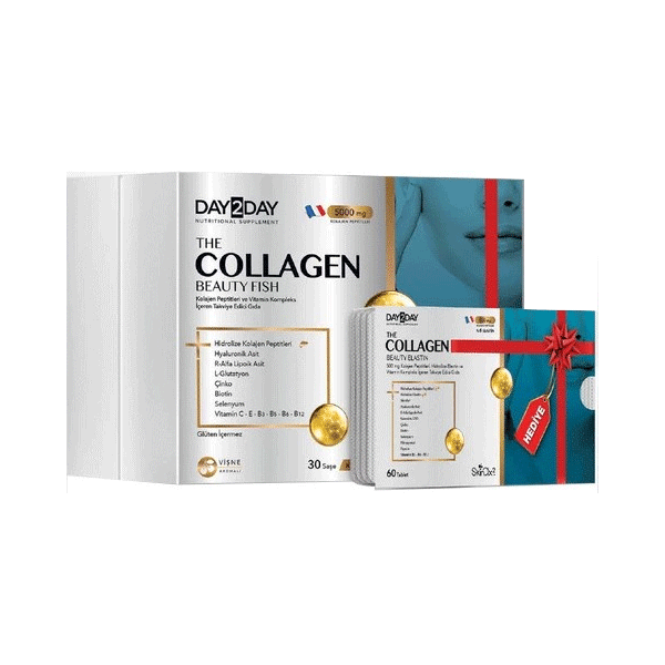 Day2Day The Collagen Beauty Fish Kollajen 30 Saşe + The Collagen Beauty Elastin 500 mg 60 Tablet HEDİYE