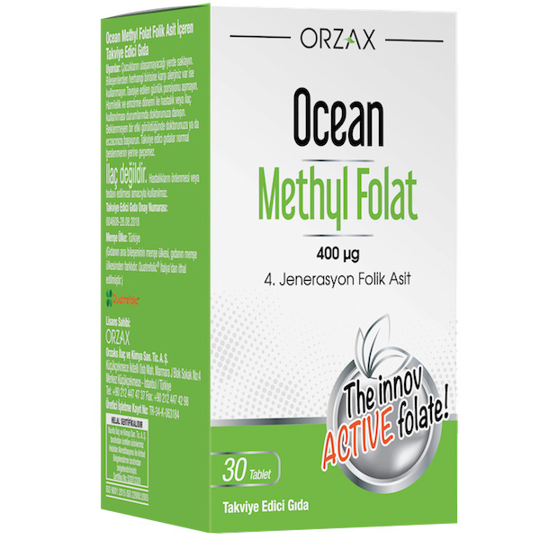 Orzax Ocean Methyl Folate Фолиевая кислота 30 таблеток Пищевая добавка