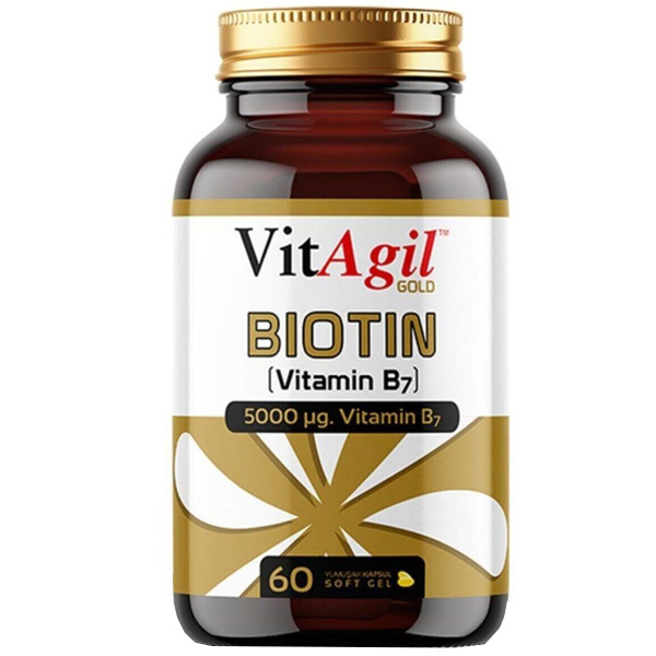 Allergo VitAgil Gold Biotin 5000 Mcg 60 Capsules Дополнение к витамину B