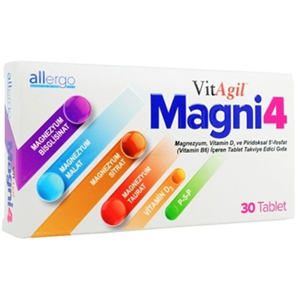 Allergo Vitagil Magni4 Магний Витамин D3 P5P 30 таблеток
