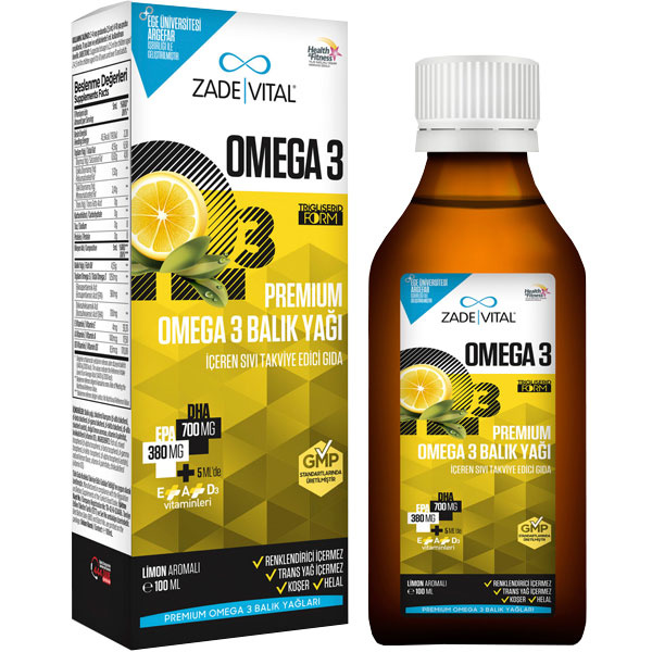 Zade Vital Omega 3 Lemon Flavoured Fish Oil Syrup 100 мл