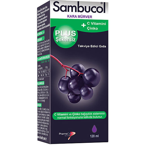 Sambucol Plus Sugar Free Liquid Black Elderberry Extract 120 ML Витамин C Supplement