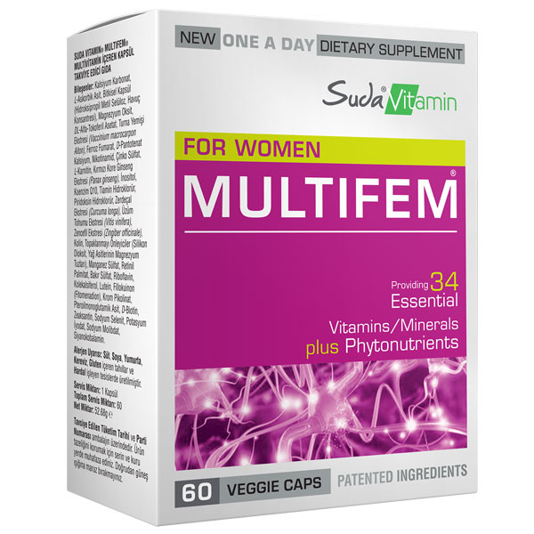 Витамин Мультифем Мультивитамин 60 капсул в воде