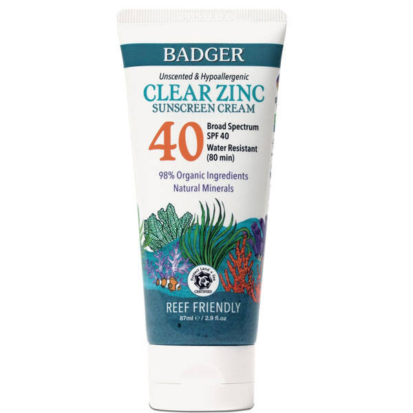 Badger Clear Zinc Солнцезащитный крем без запаха Spf 40 87 ML