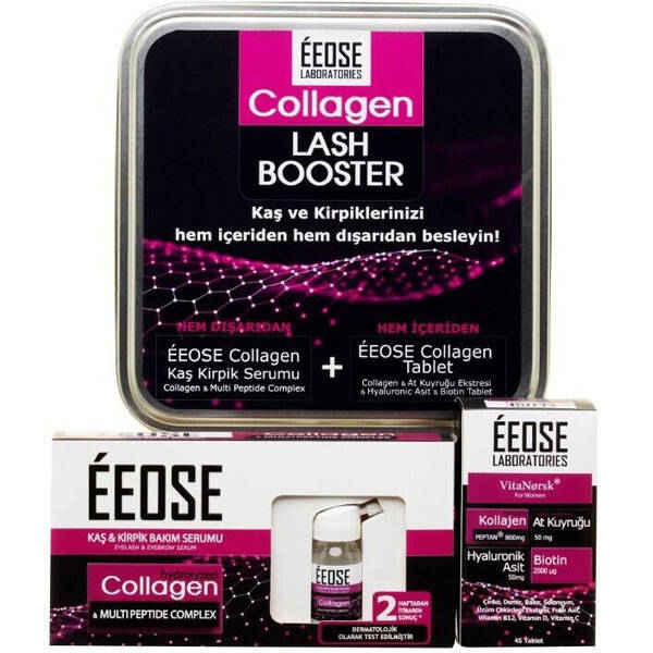 Eeose Collagen Eyebrow Eyelash Serum 10 ml + Collagen 45 Tablets Collagen Supplement