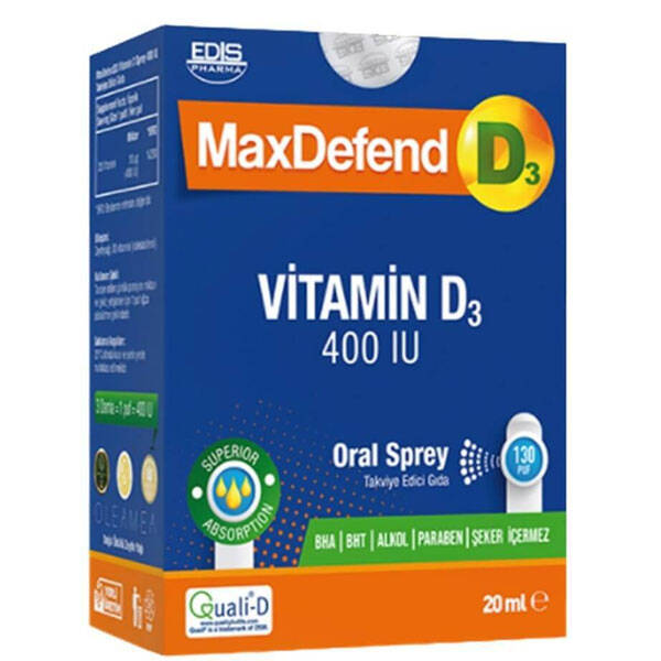Edis Pharma MaxDefend Витамин D3 400IU оральный 20 мл спрей Дополнительное питание