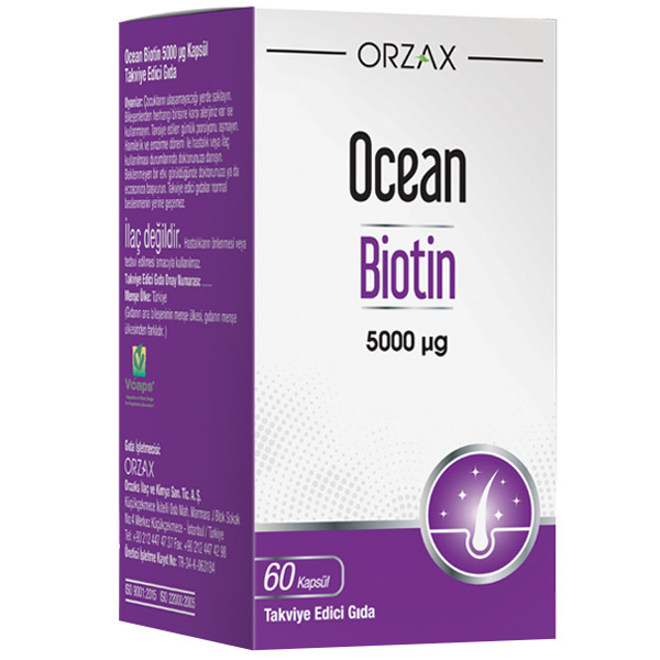 Orzax Ocean Biotin 5000 мкг 60 капсул Пищевая добавка, содержащая биотин