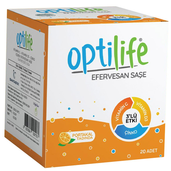 Optilife Витамин C D3 Цинк 20 шипучих саше