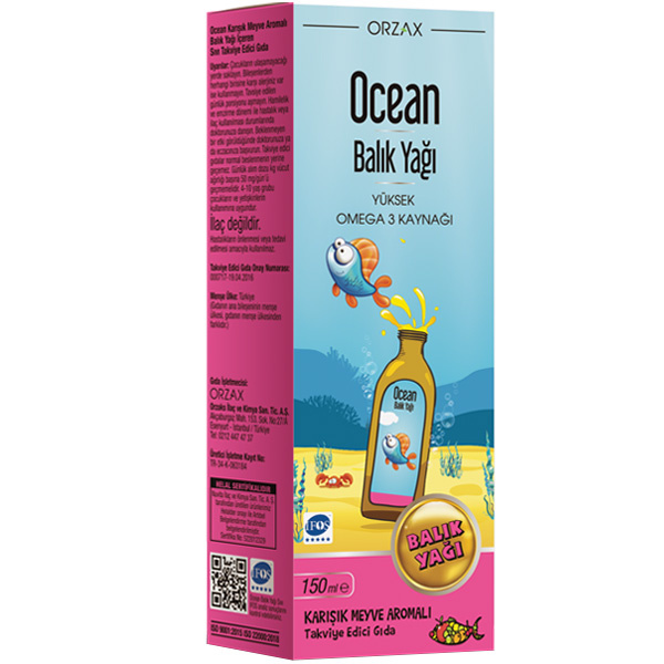 Orzax Ocean Omega 3 Fish Oil Syrup 150 ML со вкусом смешанных фруктов