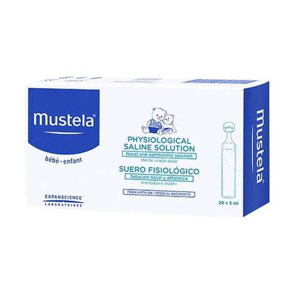 Mustela физиологический солевой раствор 20x5 мл назальные и глазные капли