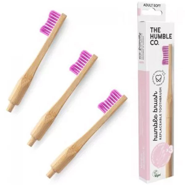 Humble Brush Бамбуковая зубная щетка со сменными головками розовая