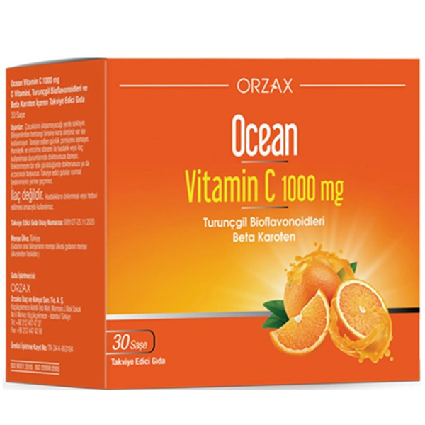 Orzax Ocean Vitamin C 1000 mg 30 Sachet Beta Carotene Supplement