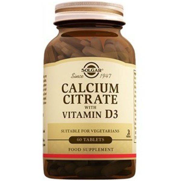 Solgar Calcium Citrate With Vitamin D3 60 Tablets Calcium Supplement